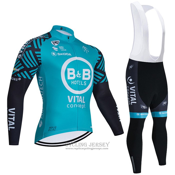 2021 Cycling Jersey Vital Concept-bb Hotels Light Blue Long Sleeve And Bib Tight